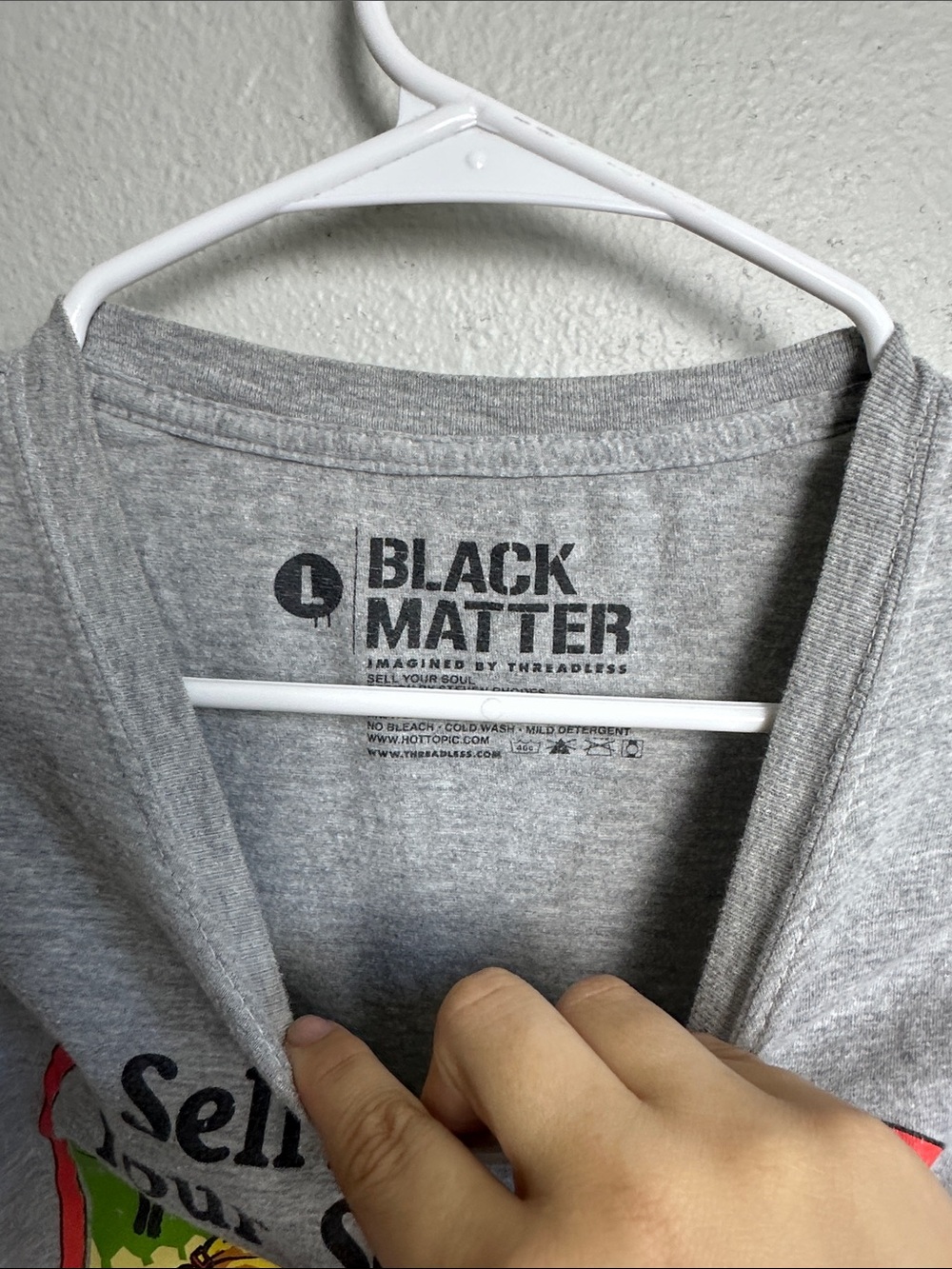Black Matter Grey 'Sell Your Soul' Graphic Tee with Colorful Retro Illustration - Picture 2 of 5